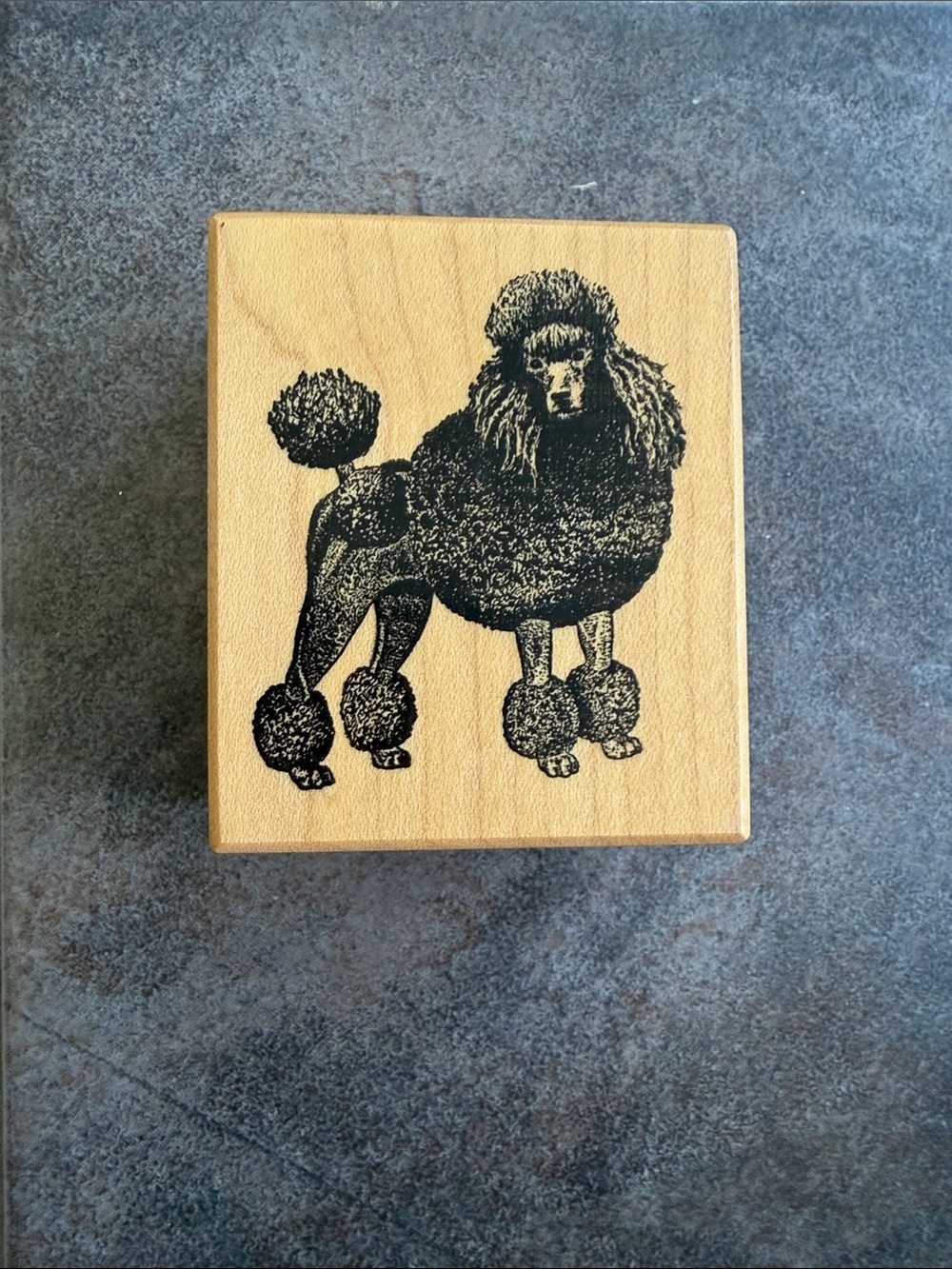 Poodle, Standard Rubber Stamp on Wood Block - Red Rubber